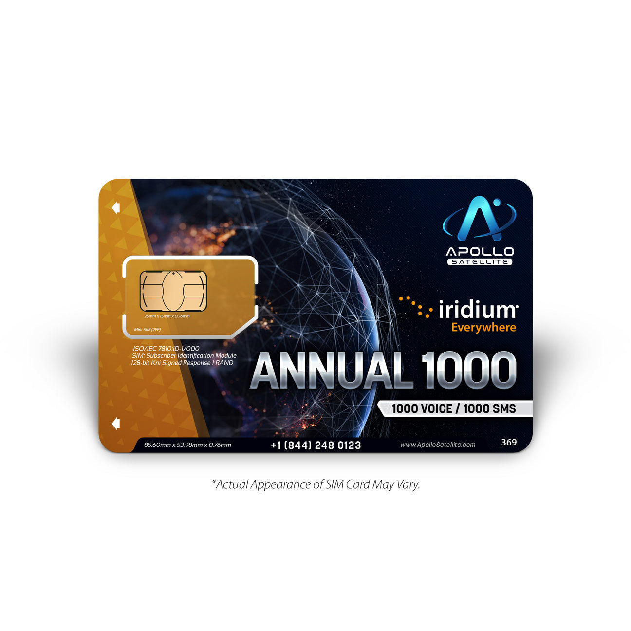 1000 minutes, 1000 text - Iridium Voice Annual Airtime Service Plan