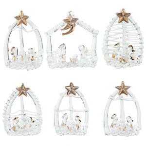 Unique Hand Made Spun Glass Nativity Ornaments - Set Of 6 - Delivery Mid December 2023