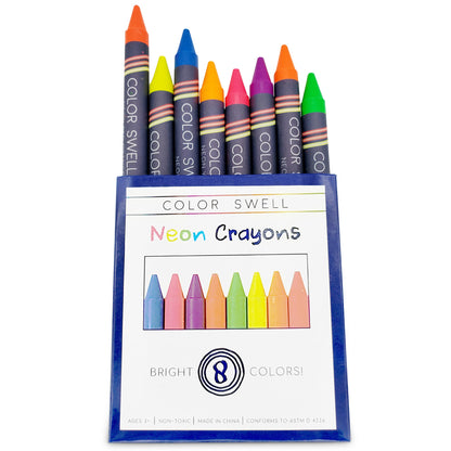 Color Swell Neon Crayon Pack - One Box of Fun Neon Crayons (8 Crayons per Box) Color Swell