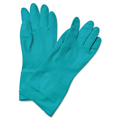 Boardwalk¨Flock-Lined Nitrile Gloves, Medium, Green, Dozen