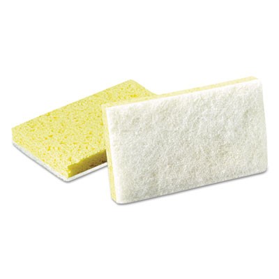 Scotch-Briteª PROFESSIONALLight-Duty Scrubbing Sponge, #63, 3.6 x 6.1, 0.7" Thick, Yellow/White, 20/Carton
