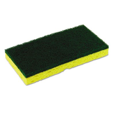 Continental¨Medium-Duty Scrubber Sponge, 3.13 x 6.25, 0.88 Thick, Yellow/Green, 5/Pack, 8 Packs/Carton