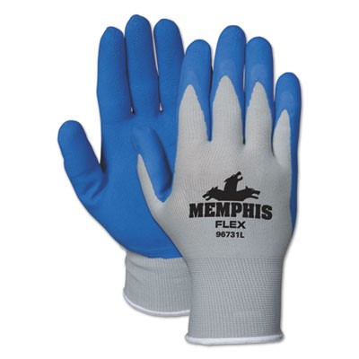 MCRª SafetyMemphis Flex Seamless Nylon Knit Gloves, Medium, Blue/Gray, Pair