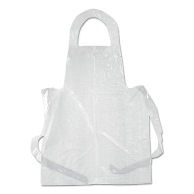 AmerCareRoyal¨Poly Apron, 28 x 55, 1 mil, One Size Fits All, White, 100/Pack