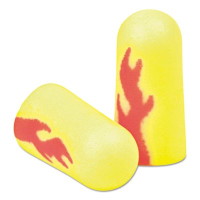 3M E-A-R soft Blasts Earplugs, Uncorded, Foam, Yellow Neon/Red Flame, 200 Pairs