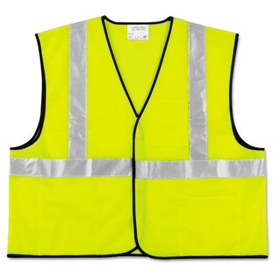 MCRª SafetyClass 2 Safety Vest, Polyester, X-Large, Fluorescent Lime with Silver Stripe