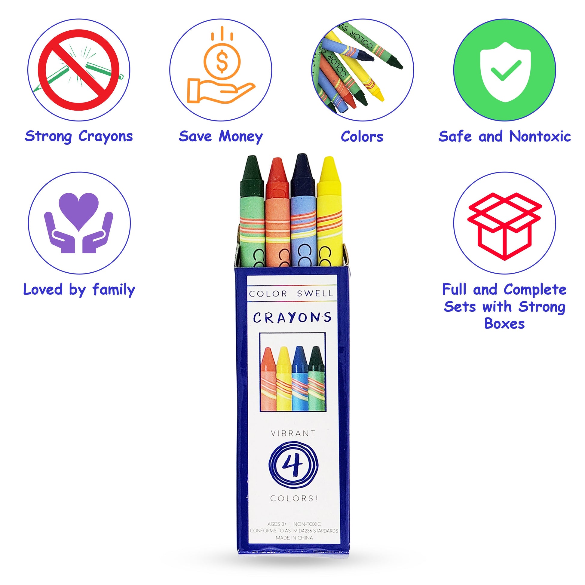 Color Swell Crayons Bulk Packs - 18 Boxes of 24 Vibrant Colored Crayons of  Teacher Quality Durable Classroom Pack for Kids Students Party Favors