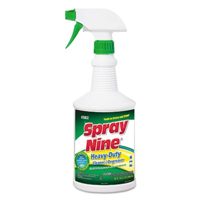 Spray Nine¨Heavy Duty Cleaner/Degreaser/Disinfectant, Citrus Scent, 32 oz, Trigger Spray Bottle, 12/Carton