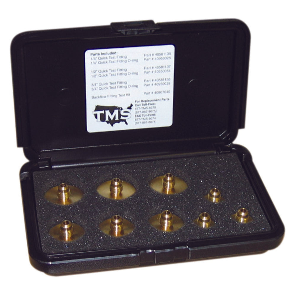 TMS Backflow Test Fitting Kit, Includes 3 Of Each Size 1/4, 1/2, and 3/4 Inch And O-Rings