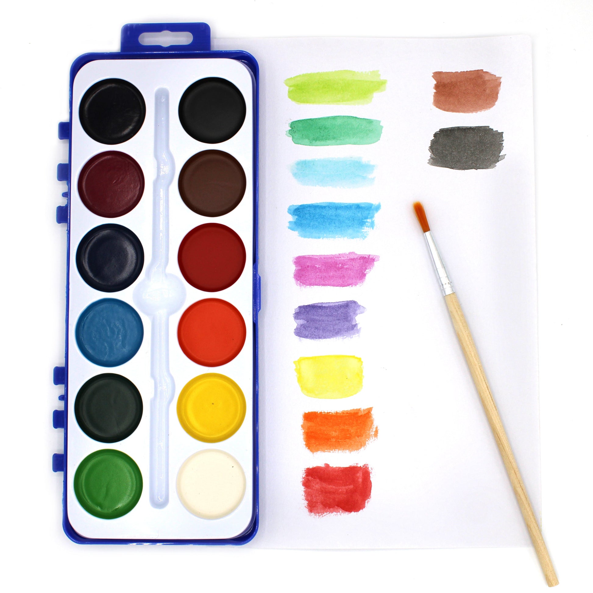 36 Set Bulk Watercolor Paint Pack with Wood Brushes 12 Washable Colors Perfect for Kids Classroom Parties Students All Ages by Color Swell Color Swell