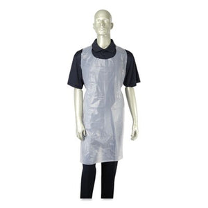 AmerCareRoyal Poly Apron, 28 x 46, One Size Fits All, White, 100/Pack, 10 Packs/Carton