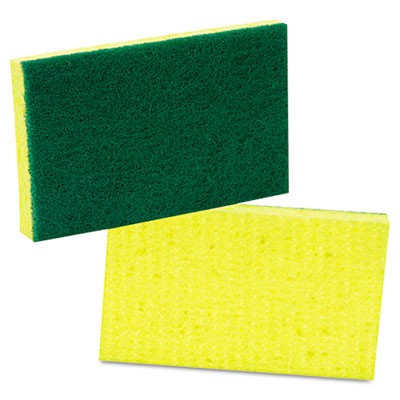 Scotch-Briteª PROFESSIONALMedium-Duty Scrubbing Sponge, 3.6 x 6.1, 0.7" Thick, Yellow/Green, 10/Pack
