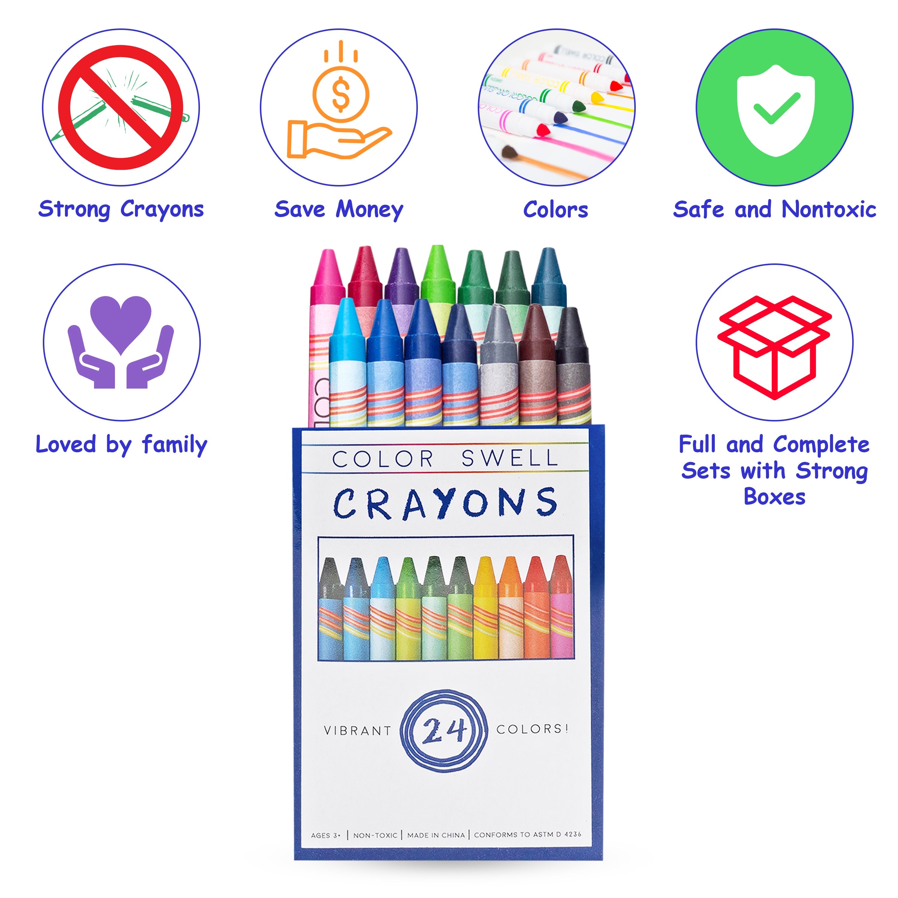 Color Swell Crayon Bulk Pack (10 Packs, 24 Crayons/Pack) Color Swell