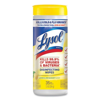 LYSOL¨ BrandDisinfecting Wipes, 7 x 7.25, Lemon and Lime Blossom, 35 Wipes/Canister