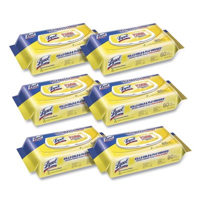 LYSOL¨ BrandDisinfecting Wipes Flatpacks, 6.69 x 7.87, Lemon and Lime Blossom, 80 Wipes/Flat Pack, 6 Flat Packs/Carton