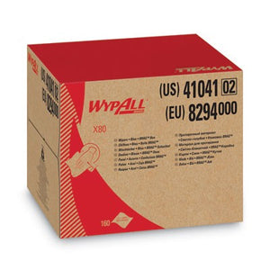 WypAll X80 Cloths, BRAG Box, HYDROKNIT, 11.1 x 16.8, Blue, 160 Wipers/Carton