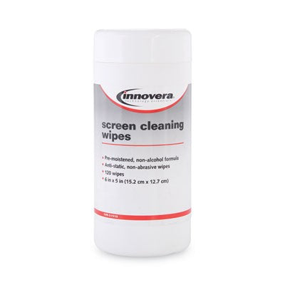 Innovera¨Antistatic Screen Cleaning Wipes in Pop-Up Tub, 120/Pack