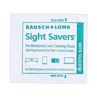 Bausch & LombSight Savers Pre-Moistened Anti-Fog Tissues with Silicone, 8 x 5, 100/Box