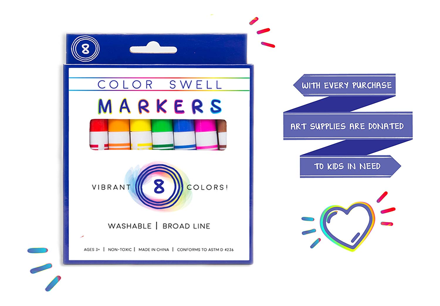 Color Swell Bulk Marker Pack (4 Packs, 8 Markers/Pack) Color Swell