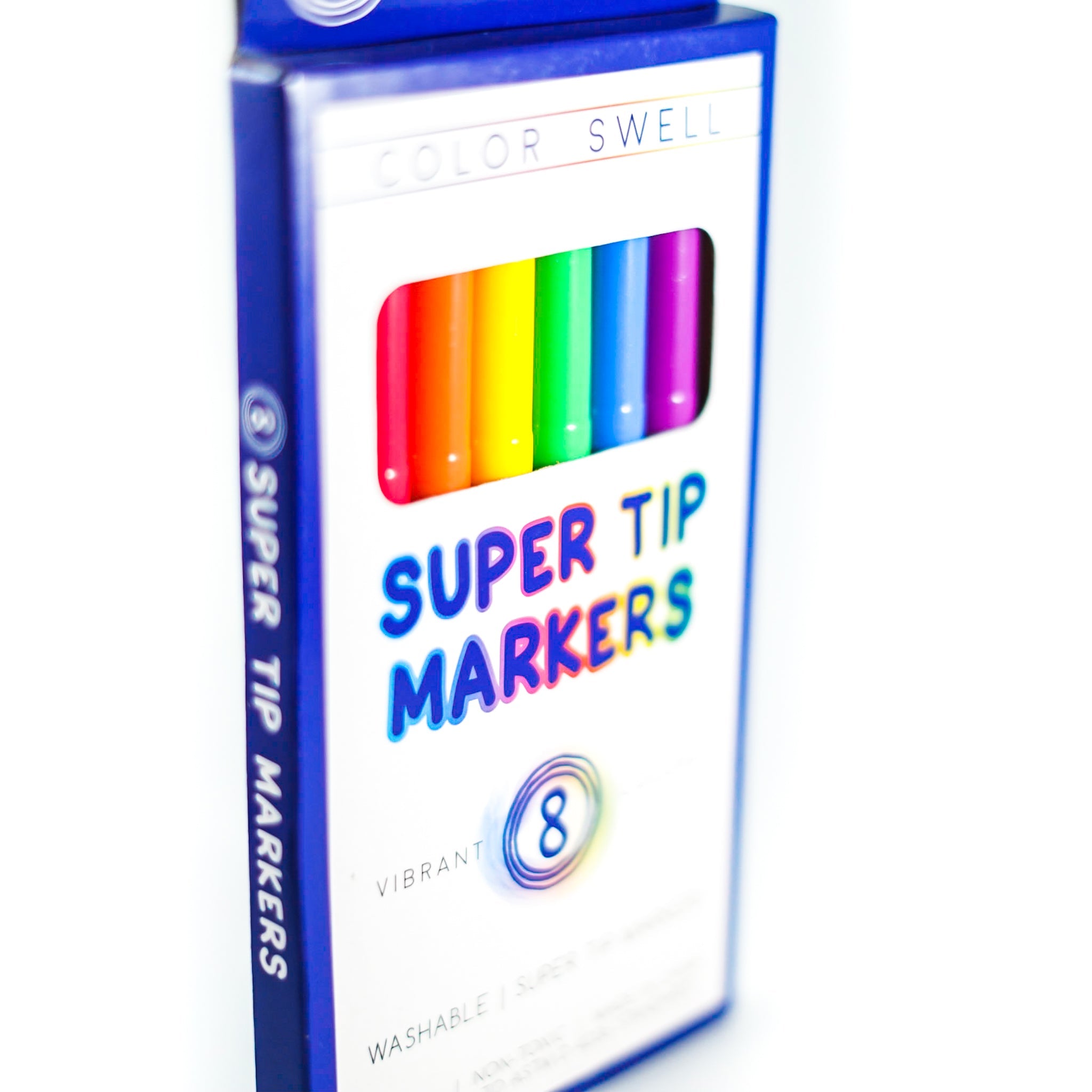 Color Swell Super Tip Washable Markers Bulk Pack 10 Boxes of 8 Vibrant Colors (80 Total) Color Swell