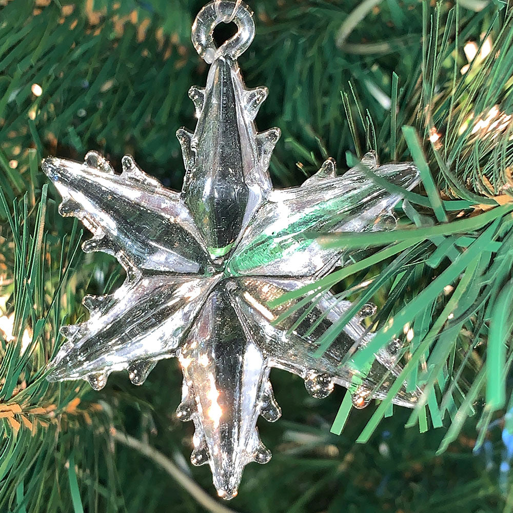 Beautiful Hand Made Glass Snowflake Ornaments - Set Of 6