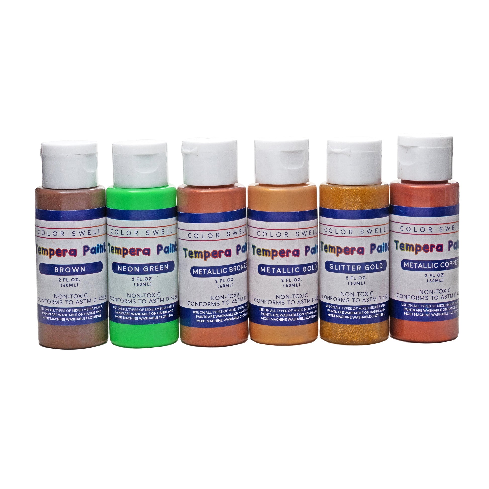 Color Swell Washable Tempera Paint Set - 30 Colors in 2 oz Bottles are Perfect for Kids Adults Parties Students Classroom Bulk Color Swell