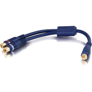C2G 6in Velocity One RCA Mono Male to Two RCA Stereo Female Y-Cable - RCA Male - RCA Female - 6" - Blue