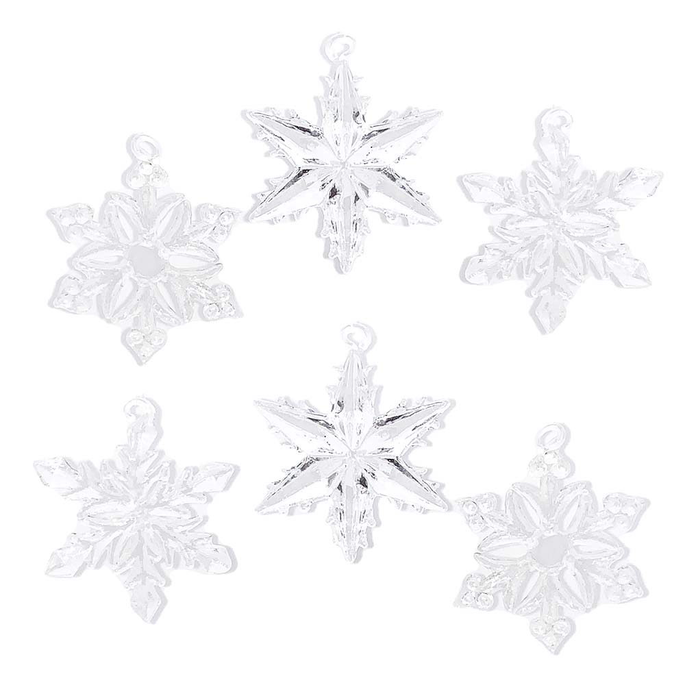 Beautiful Hand Made Glass Snowflake Ornaments - Set Of 6